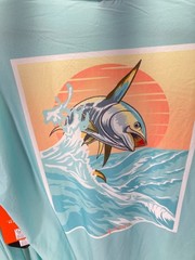 Habit Crooked ELM Graphic T-Shirt Mens M Aqua Blue Long Sleeve Solar Factor NWT