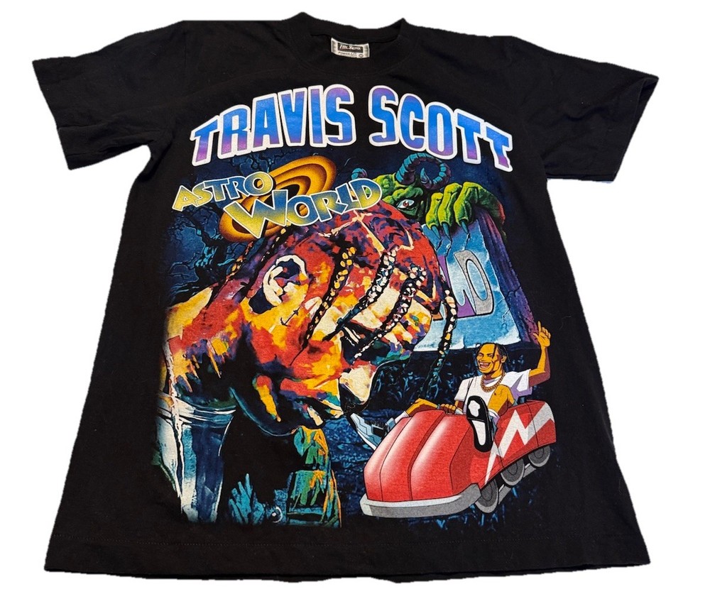 Travis Scott Astro World Space Jam Tee M Boot Leg Shirt Preowned The Roxx 🌍