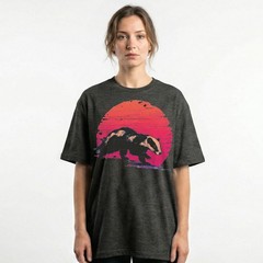 Badger Sunset Retro Wildlife Animal Nature Vintage Grunge t-shirt Outdoor Tee