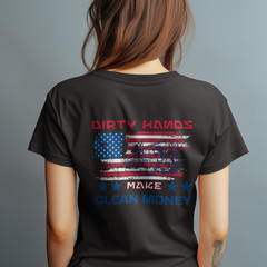 Dirty Hands Clean Money Shirt Blue Collar Work Mechanic Tee Back Print