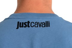 Just Cavalli Men’s Blue Graphic Print Crewneck T-Shirt US 2XL IT 56