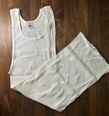 VTG Fruit Of The Loom Ribbed Tank Wife Beater Shirt M 38-40 USA Made Long Length