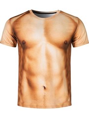 NWT Raisevern Naked Chest Muscles Man Male short sleeve shirt MENS M XXL