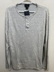 NEW Magaschoni Men’s Large Gray Long Sleeve Henley Tee Shirt Comfort $68