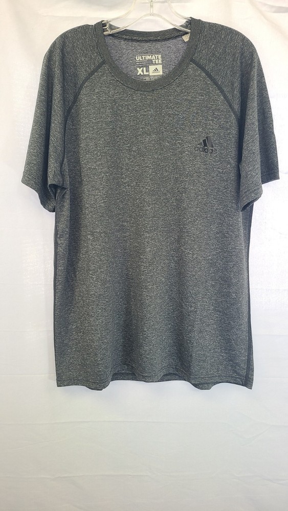 Adidas Ultimate Tee Shirt Mens Sz XL Gray Short Sleeve ClimaLite EUC Running Gym
