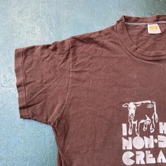 Vintage 70s Russell Mills T Shirt Cow “I Hate Non Dairy Creamer” Slogan USA Rare