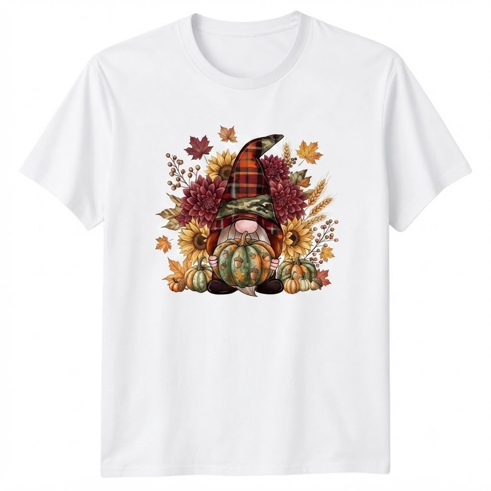 Cute Autumn Gnome Thanksgiving Pumpkin Sunflower T-shirt