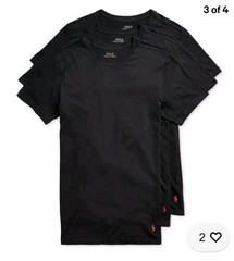 New 3 Pack, Polo Ralph Lauren Men’s Black Slim Fit Crew-Neck T-Shirts Size XL