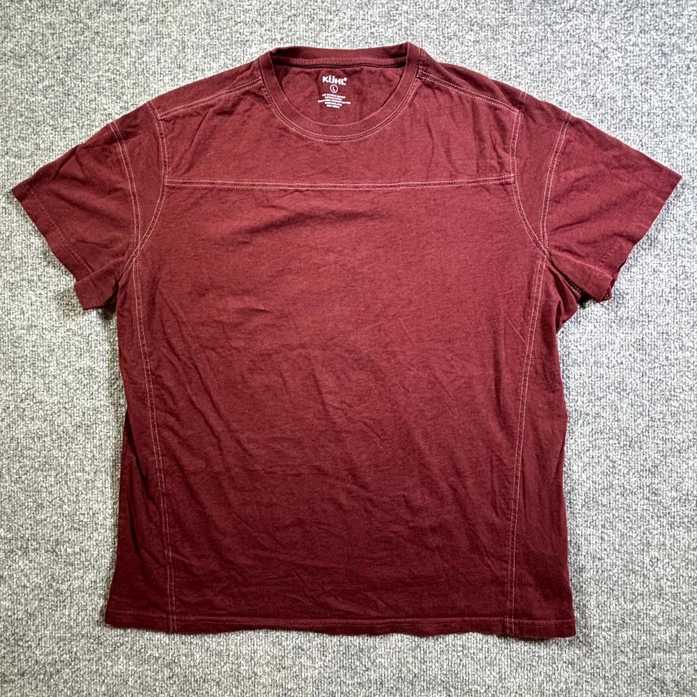 Kuhl T-Shirt Men’s L Red Cotton Stitching Casual Crew Neck Streetwear Summer Tee