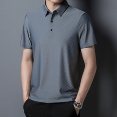 New Traceless Short Sleeve Men’s Solid Color Fashion Casual Lapel T-shirt
