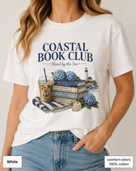 Coastal Book Club Shirt, Comfort Colors Beach Reading Tee, Book Lover Gift