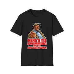 Here’s To Swimming With Bowlegged Women T Shirt Shark Movie Graphic Tee