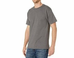 Hanes Cotton Beefy-T Cover Seamed Neck Lay Flat Collar Charcoal Heather XL