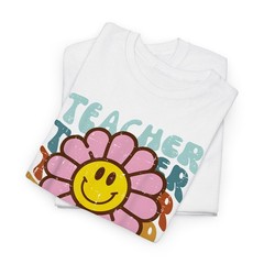 Teacher Flower Face Retro Back To School T-Shirt