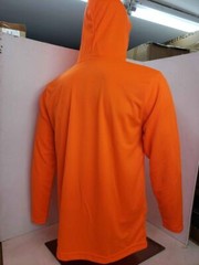 Orange Long Sleeve Safety Shirt With Hoodie, Polyester Birdeye mesh fabric