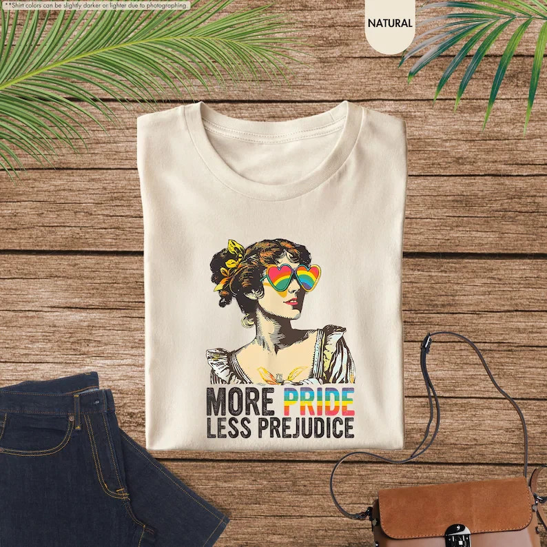Vintage Pride Graphic Tee More Pride Less Prejudice Shirt Retro Aesthetic Appare