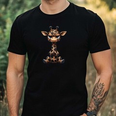 Mens Funny Grumpy Giraffe Motif Cotton T-Shirt Size XS to 5XL
