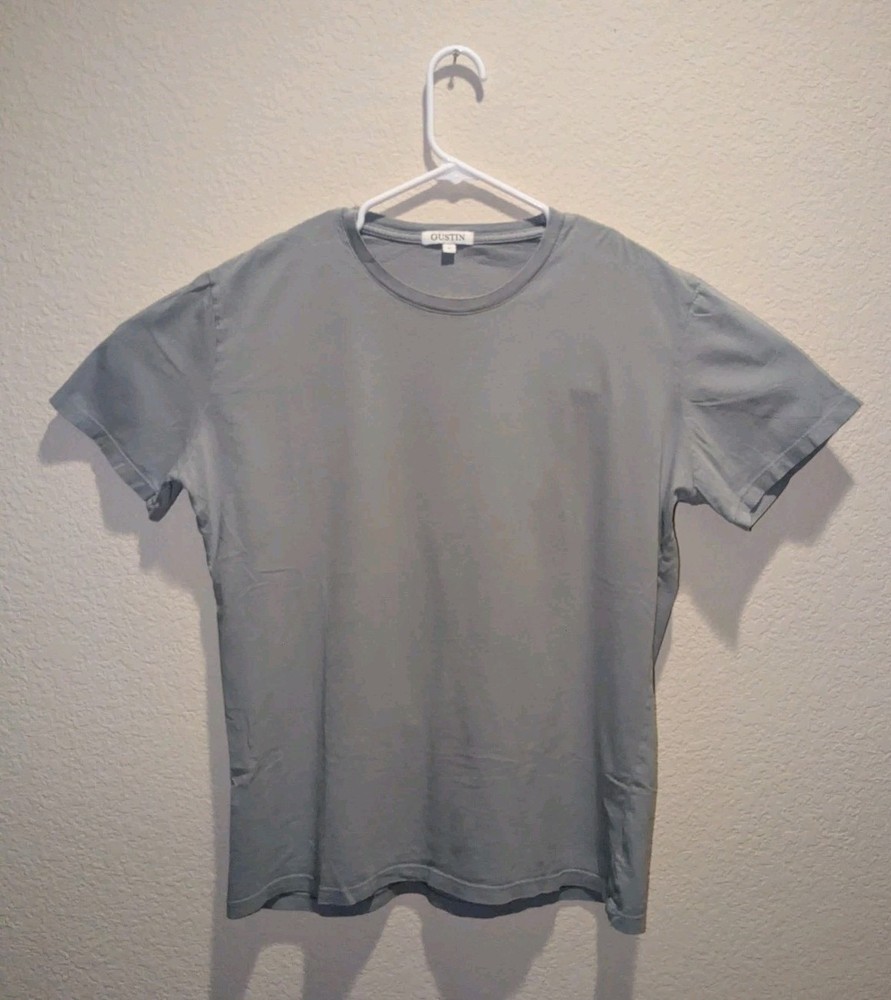 Gustin T-Shirt Mens SS Light Steel Blue Organic Cotton Made In USA Crew Neck L