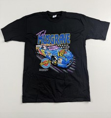 Vintage Cal Cru Shirt Mens Large Black Ted Musgrave NASCAR Graphic Tee Racing