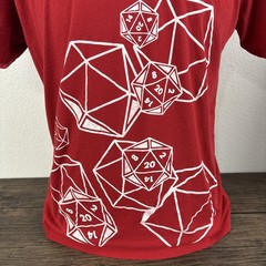 Cyberoptix D20 Dice Dungeon Master Large T-Shirt Red Hand Printed in Detroit USA