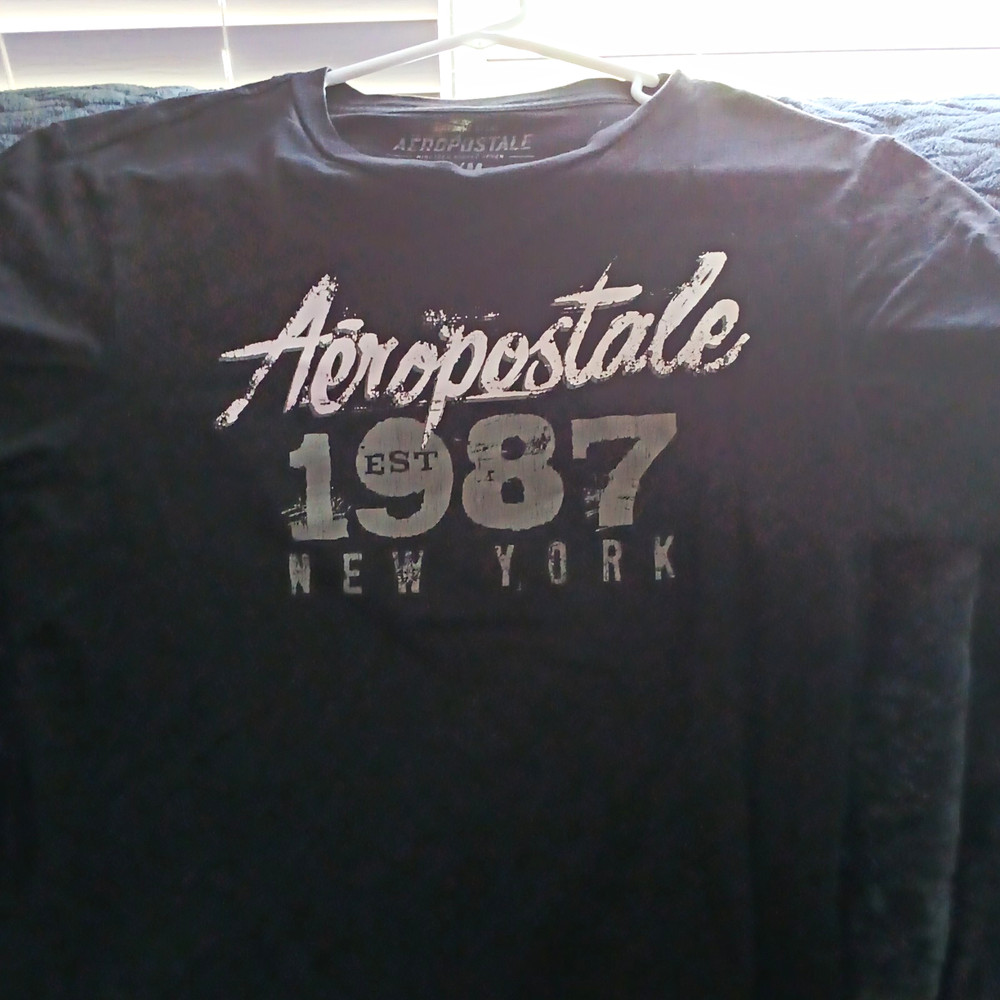 Aéropostale 1987 New York Graphic Logo Print Black Crew Neck T-Shirt Men’s M