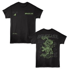 Bruce Lee Mens T-Shirt LARGE DRAGON 2 Sided New Licensed Black Cotton SM – 5XL