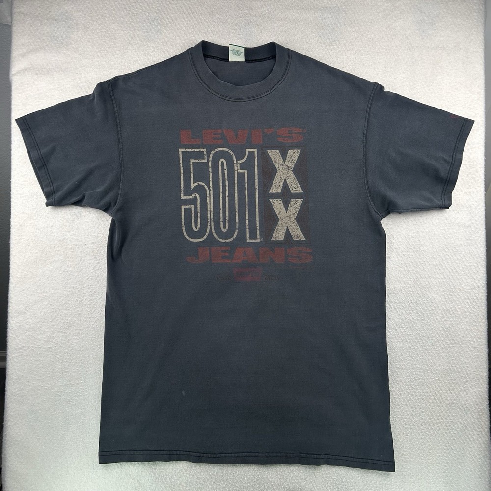 Vintage Levi’s T-Shirt Men’s Size XL Black 90s 501 XX Jeans Made In USA
