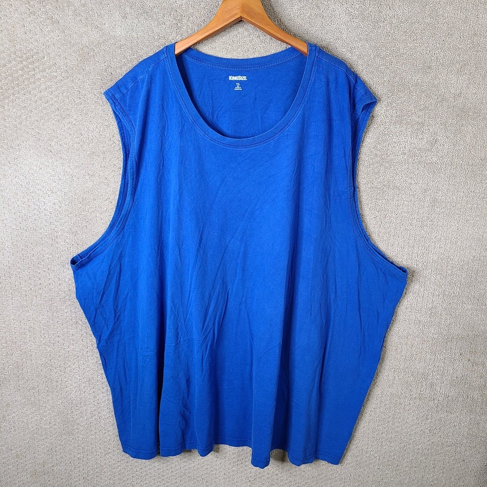 Kingsize Tank Top Mens 7XL Big Blue Solid Sleeveless Muscle Shirt Cotton Casual