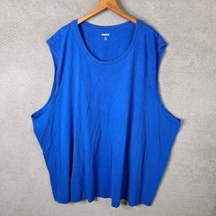 Kingsize Tank Top Mens 7XL Big Blue Solid Sleeveless Muscle Shirt Cotton Casual
