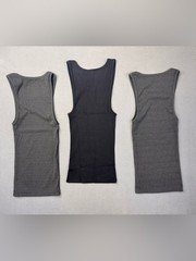 EKKOVISION Lot of 3, Men’s Ribbed Tank Top Beaters – 1 Black, 2 Gray, Size L