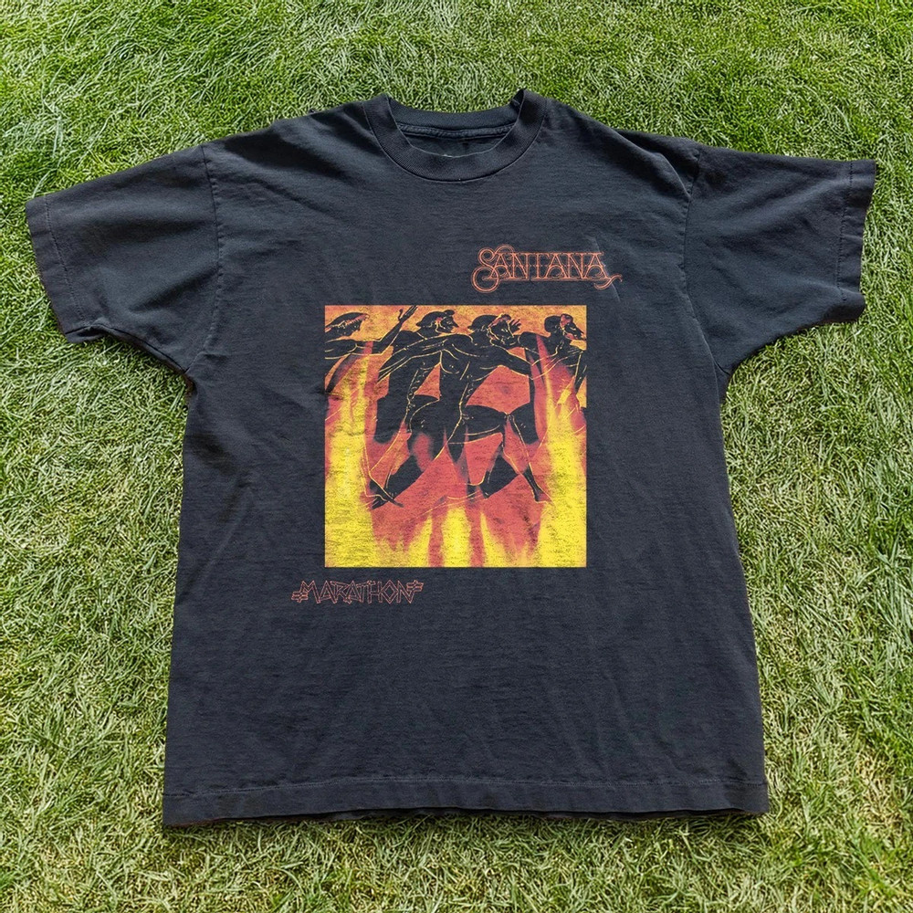 Santana Marathon T-Shirt Vintage 70s Latin Classic Rock Black Unisex Size S-4XL