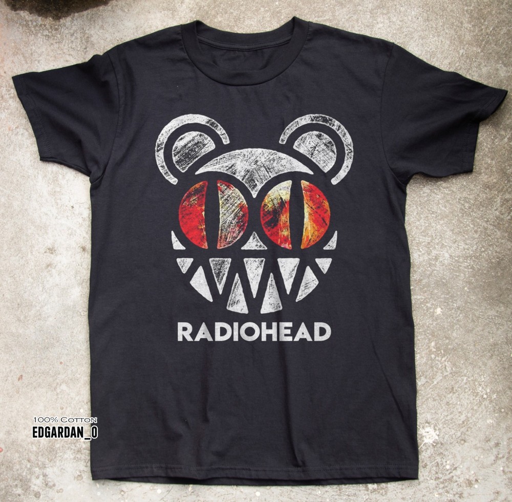 Radiohead Bear Logo Rock Band Rare Black Unisex T-shirt Size S-5XL