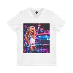 Retro Neon Pop Art V-Neck Graphic Tee Pop Icon Streetwear Commercial Shirt 3005