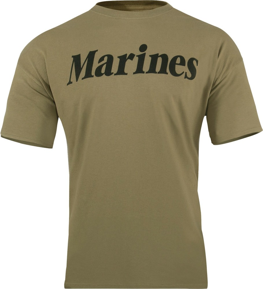 Coyote Brown AR 670-1 MARINES Physical Training T-Shirt USMC Workout PT Tee