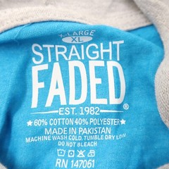 Straight Faded Pullover Hooded Tshirt Pocket XL Teal Blue Gray Short Sleeve Top