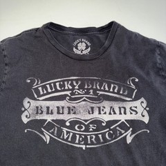 Lucky Brand T-Shirt Adult XL Charcoal Gray Short Sleeve Graphic Tee Spell Out