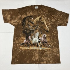 Vintage Back To Earth Nature Wear Tie Dye Horses Shirt XL USA Made AOP
