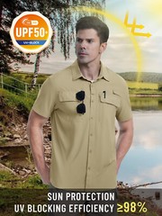 UPF 50+ Sun Shirt Quick Dry Cool Hiking Shirt Short Sleeve Outdoor Casual Work T