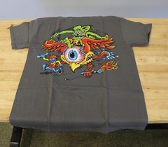 Men’s Ed Big Daddy Roth Rat Fink Flying Eye Hot Rod Gray Cotton T-Shirt M-3XL