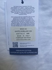 Mida Undici Italy Men’s Medium White T-Shirt Short Sleeve Crew Neck NWT