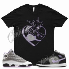 HEART T Shirt for J1 1 Mid SE GS Houndstooth Lilac Silver Plaid Violet 13