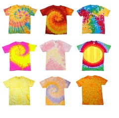 Pick a Yellow Tie Dye T-Shirts Kids & Adult SM – 5XL Cotton Colortone