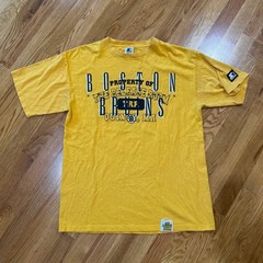 Starter Boston Bruins Hockey T-Shirt Mens Medium Vintage 90’s Made in USA Yellow