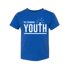 Christian Unisex Youth Tee With Large Typography, Cross Emblem, Sunrise Rays Gra