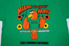 VTG Fruit of the Loom T-shirt Medium ABA Miami On Your Mind 2001 Summer National