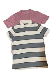 Lot Of 2 Gap Mens Shirts Size S Striped Polo Crewneck Tee Short Sleeve
