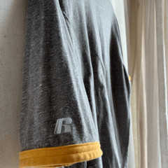 Russell Athletic Grambling Tigers Mens Graphic Ringer T Shirt Size L Gray Yellow