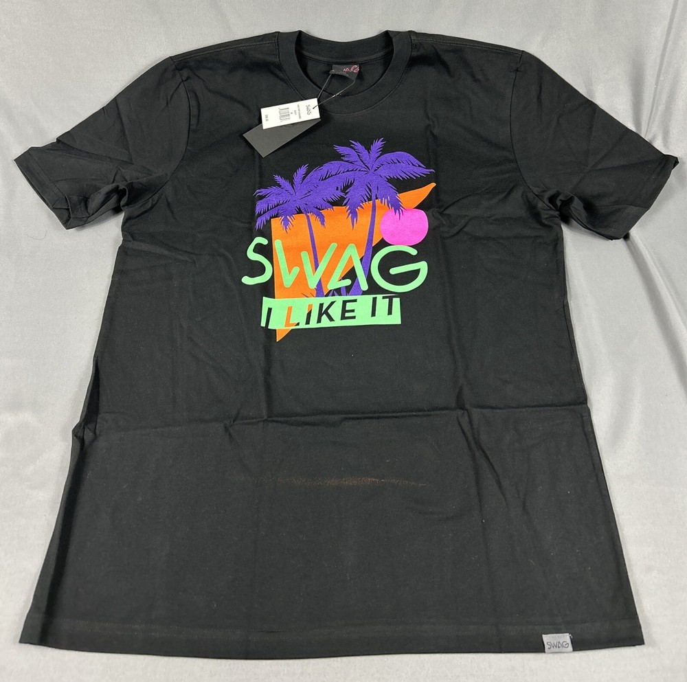 Swag Golf Tee T-Shirt OG Swag I Like It Graphic Print Medium Black NWT MSRP $98