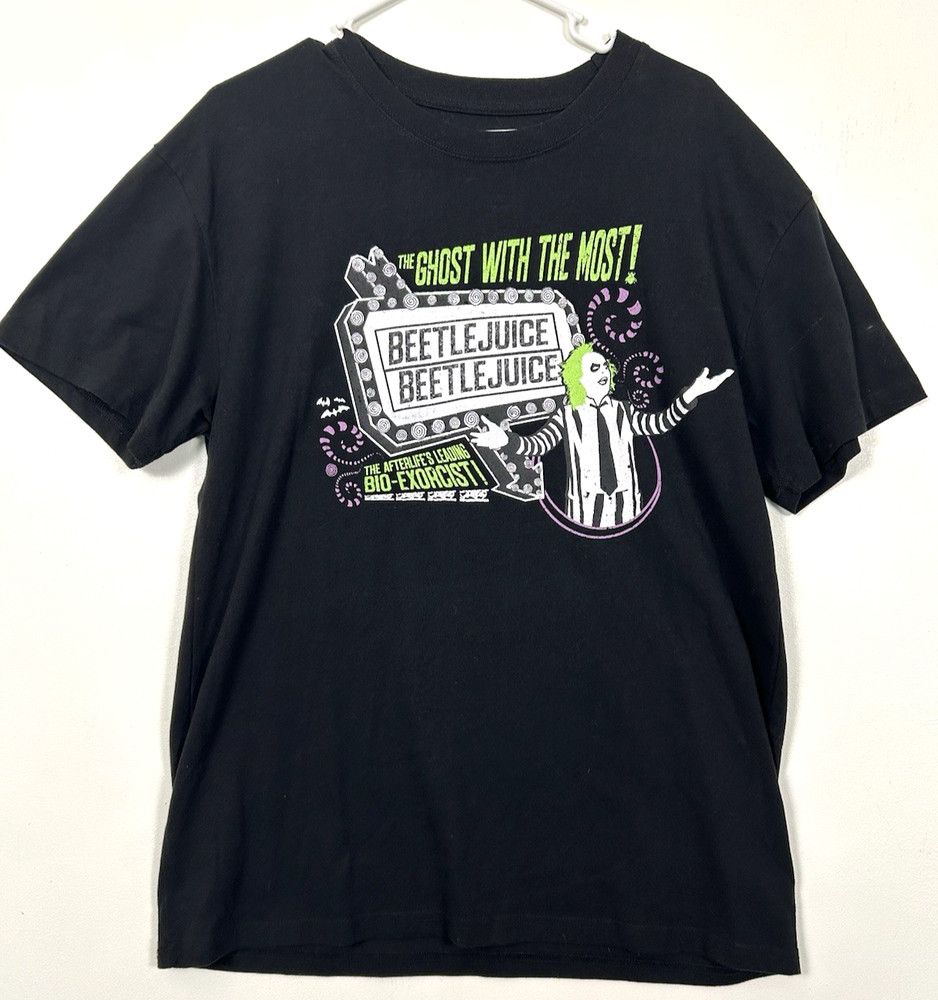 Beetlejuice Officially Licensed Movie Graphic Tee Black Large Bio Exorcist
