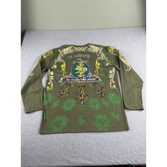 Raw Blue Men’s XL Long Sleeve Graphic Shirt Olive Green Y2K Almighty Dollar Tee